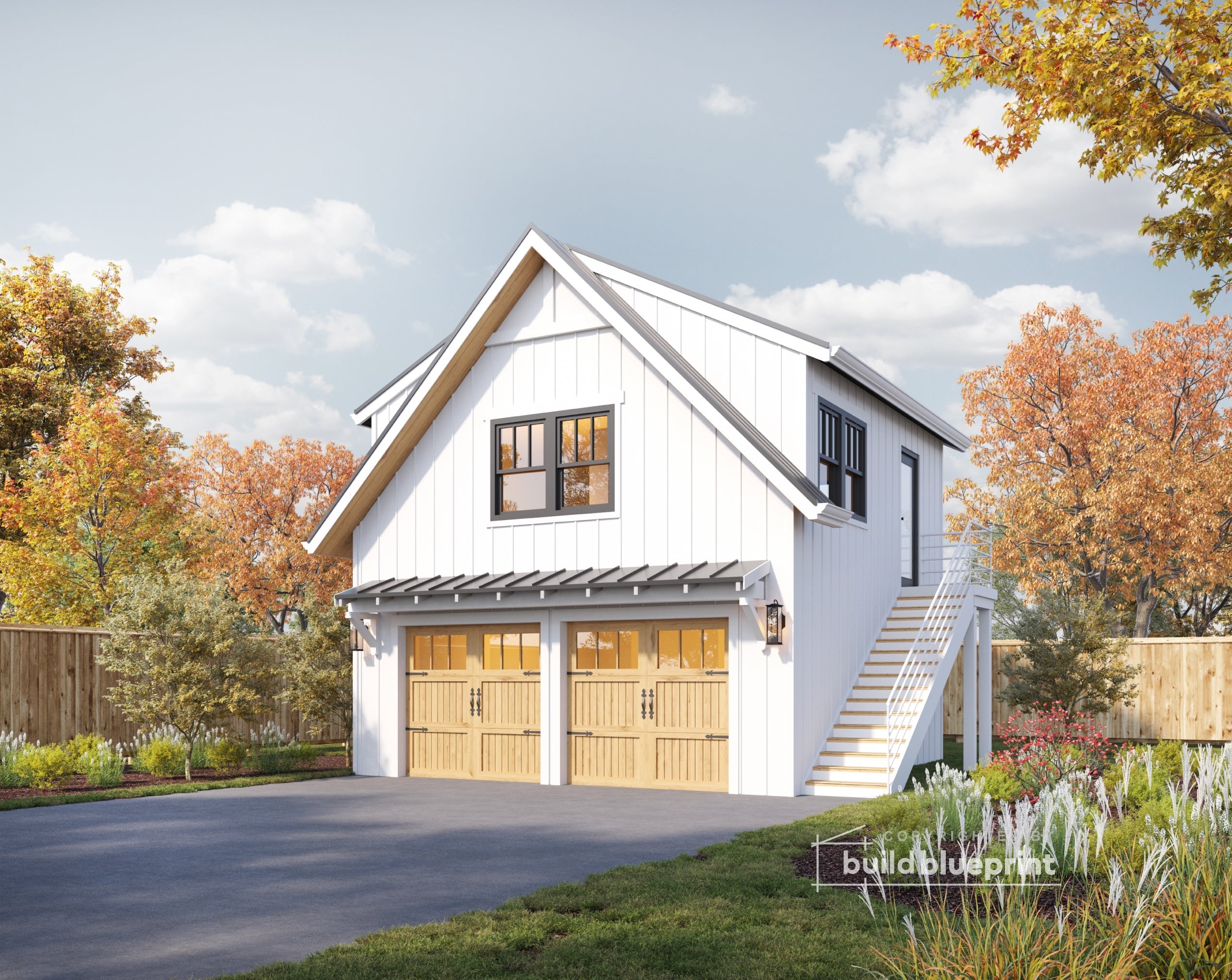 22'x22' Two Car ADU Garage Loft Architectural Plans